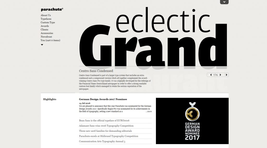 Type foundry PARACHUTE offers package of fonts to the 1st place winner
